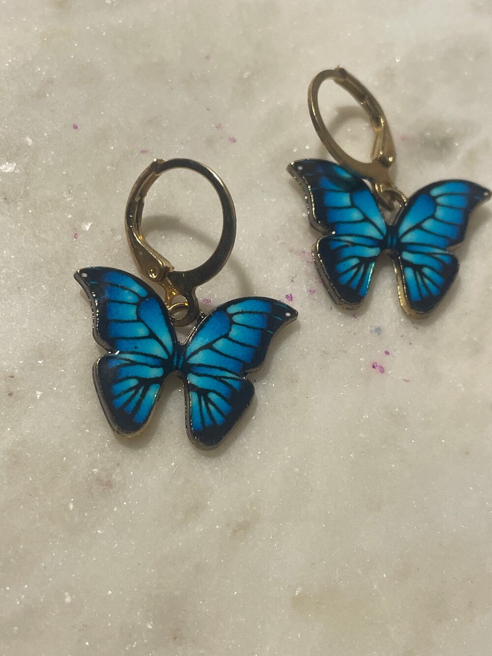 Hoop Earrings gold  butterfly